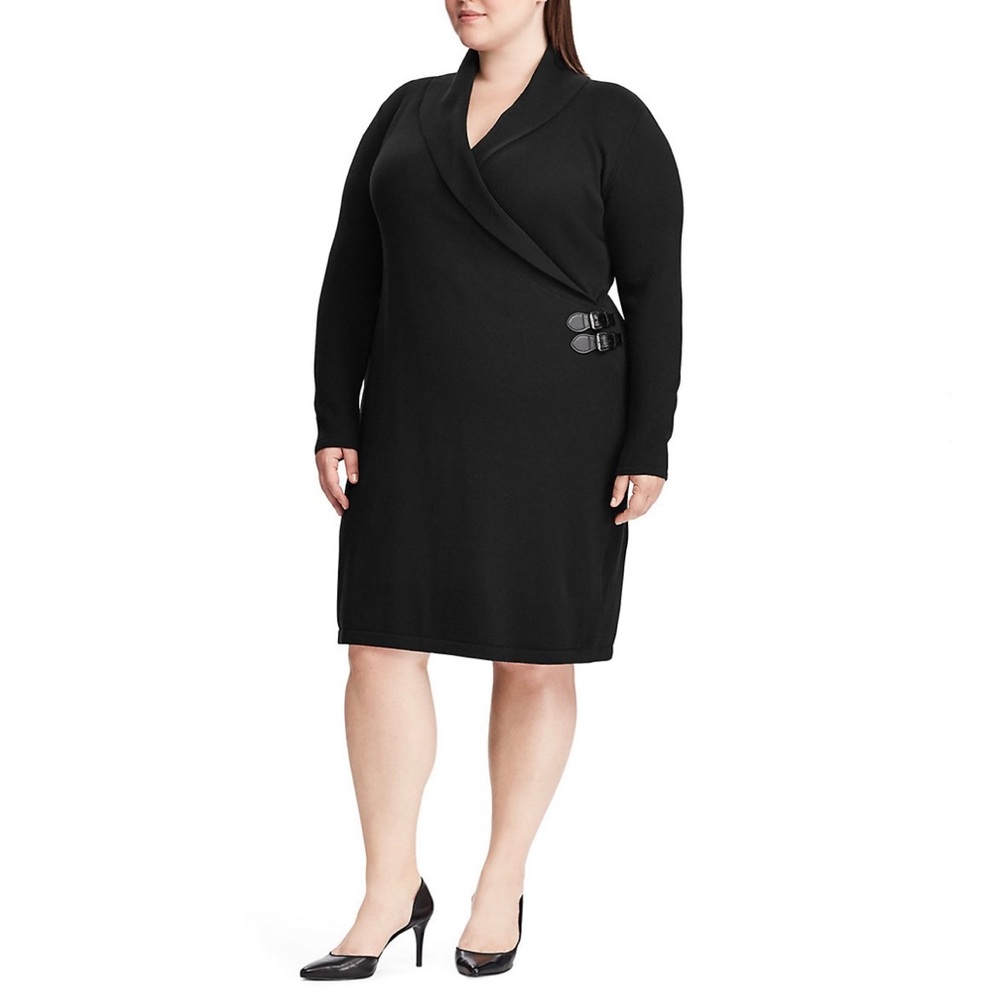 🆕 Chaps black shawl collar sweater dress size 18W